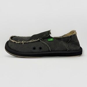 Sanuk Mens Vagabond Sidewalk Surfer Slip On Shoes 7 Gray Canvas Beachy Surfer
